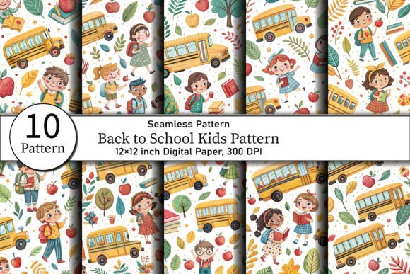 Back to School Kids Pattern for Creative Projects
