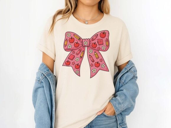 Back-to-School Pattern Coquette Bow PNG