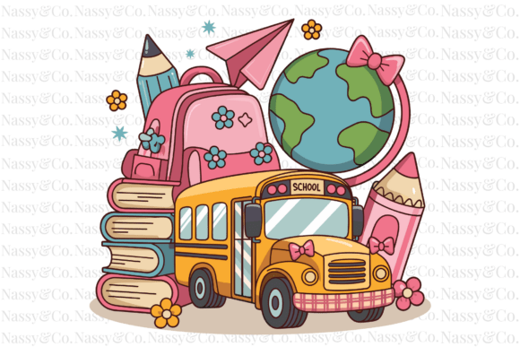 Cute Back to School Girls Bus Crayons: A Digital Design for Creative Projects
