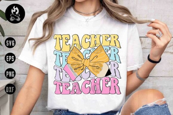 Retro Teacher Bow SVG for Back to School: A Versatile Design for Creative Projects