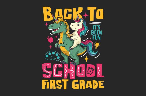 Unicorn Riding Dinosaur Back to School: A Creative Asset for Design Projects